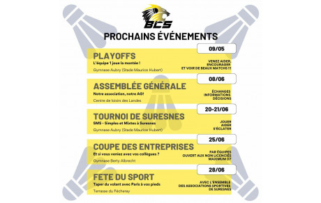 Les évenements de la fin de saison